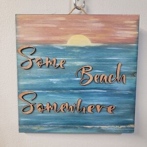 Beach Themed Wall Art with Sunset Design